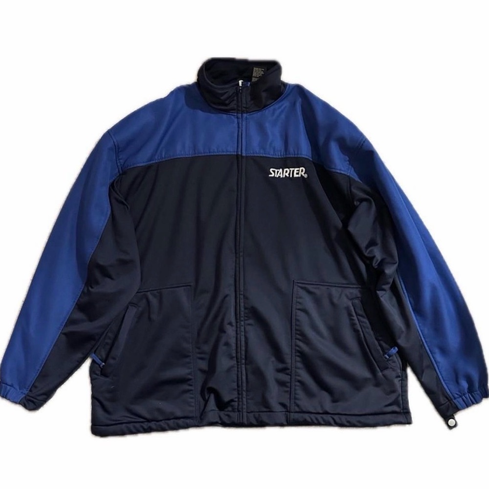 Y2K Starter Men's Navy and Blue Fleece Lined Jacket — Size XL
